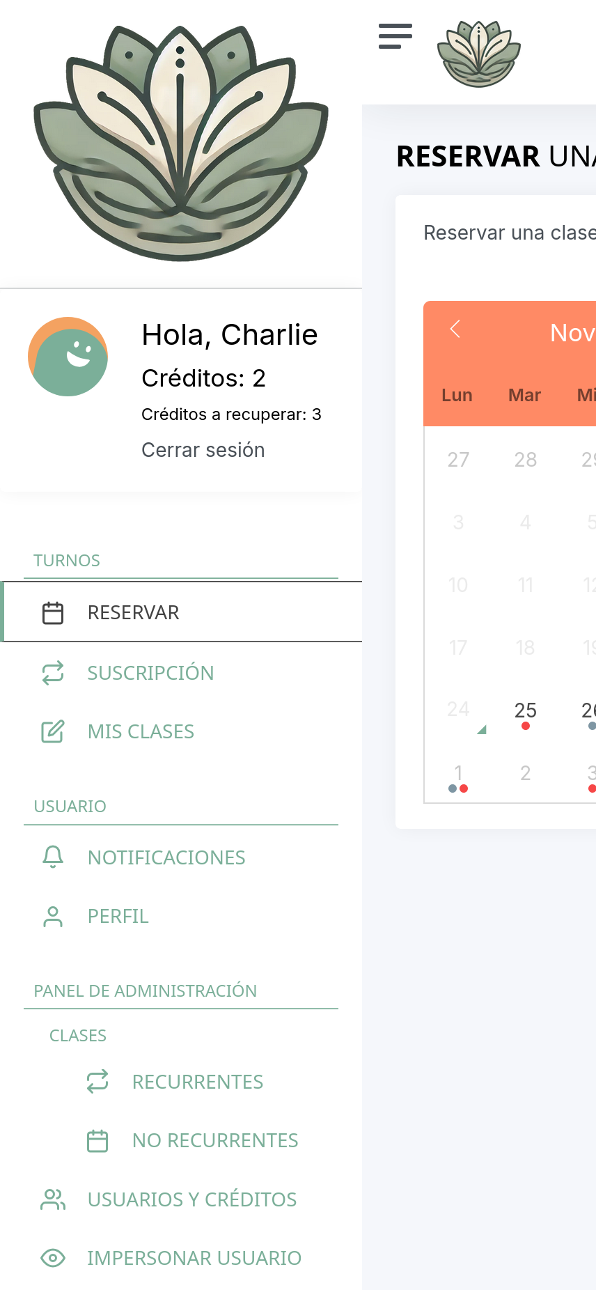 Panel de Administración en Móvil