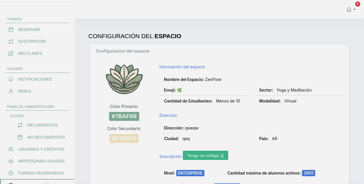 Pantalla de Configuración