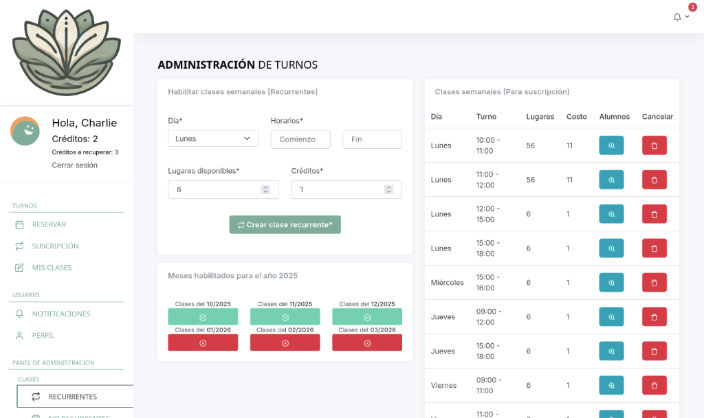 Lista de Clases Recurrentes