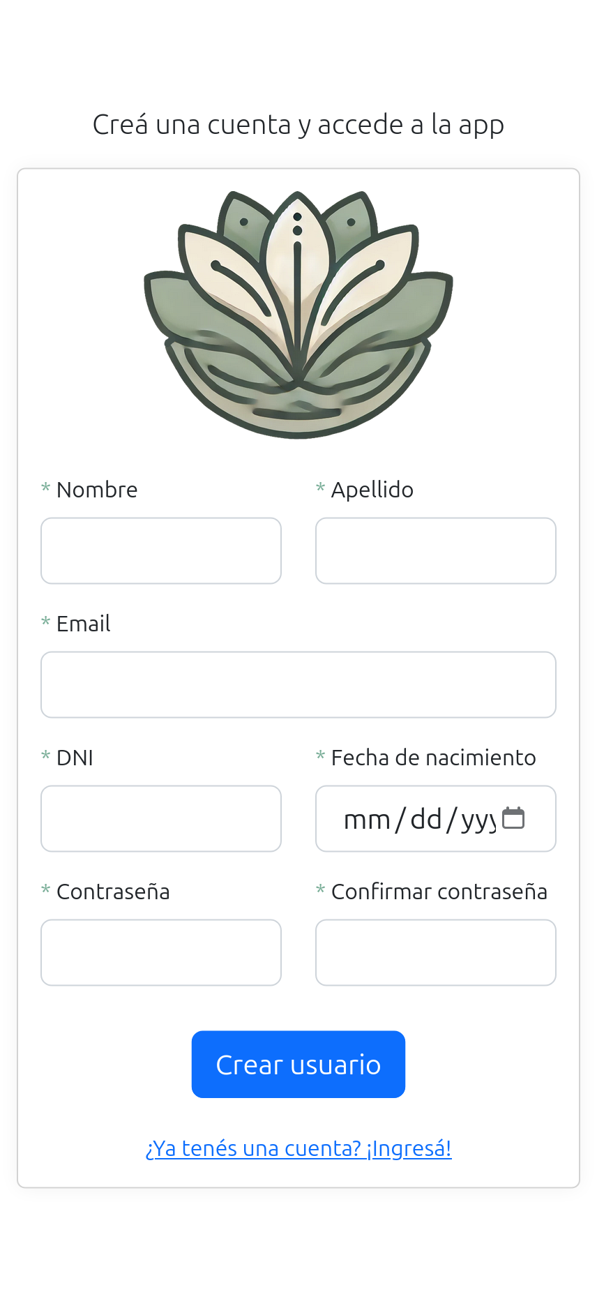 Pantalla de Registro