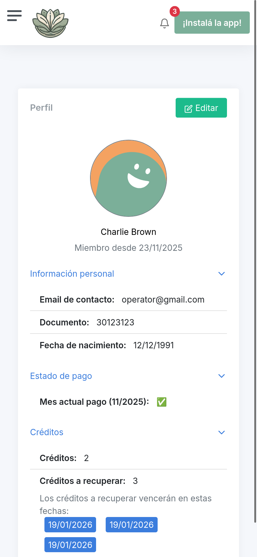 Vista de Perfil del Alumno