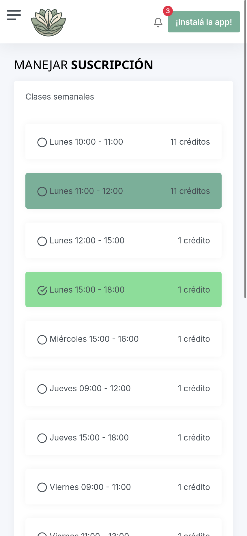 Panel de Suscripciones