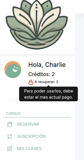 Mensaje cuando el alumno no tiene el mes pagado