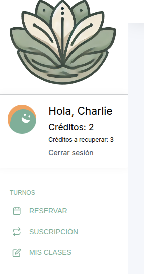 Panel del alumno mostrando créditos a recuperar