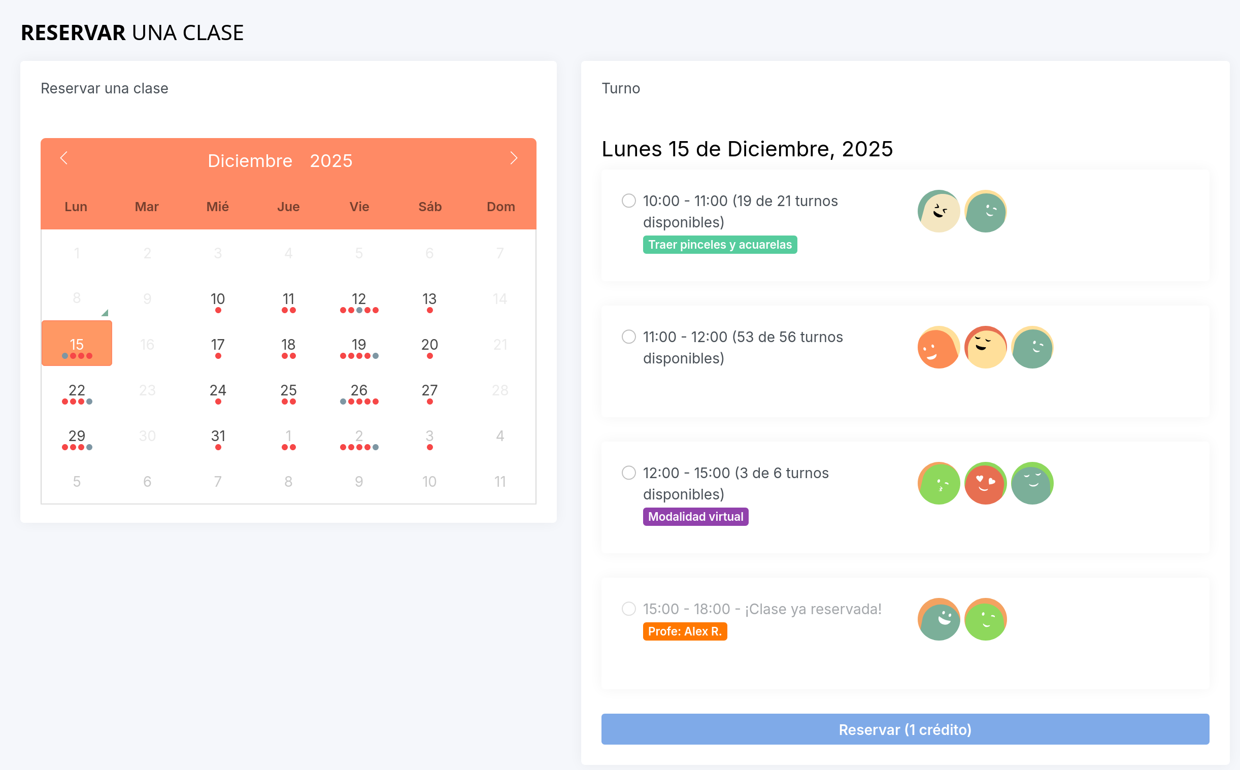 Vista de Reserva Alumno