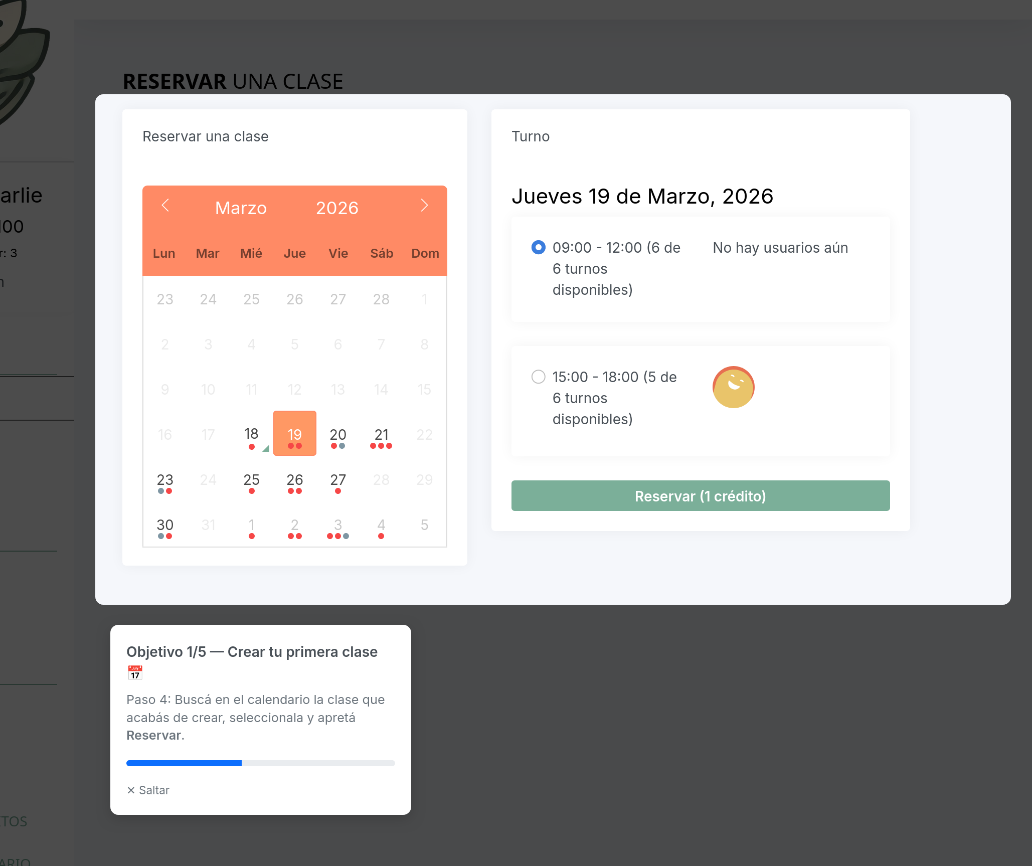 Seleccionar fecha en calendario